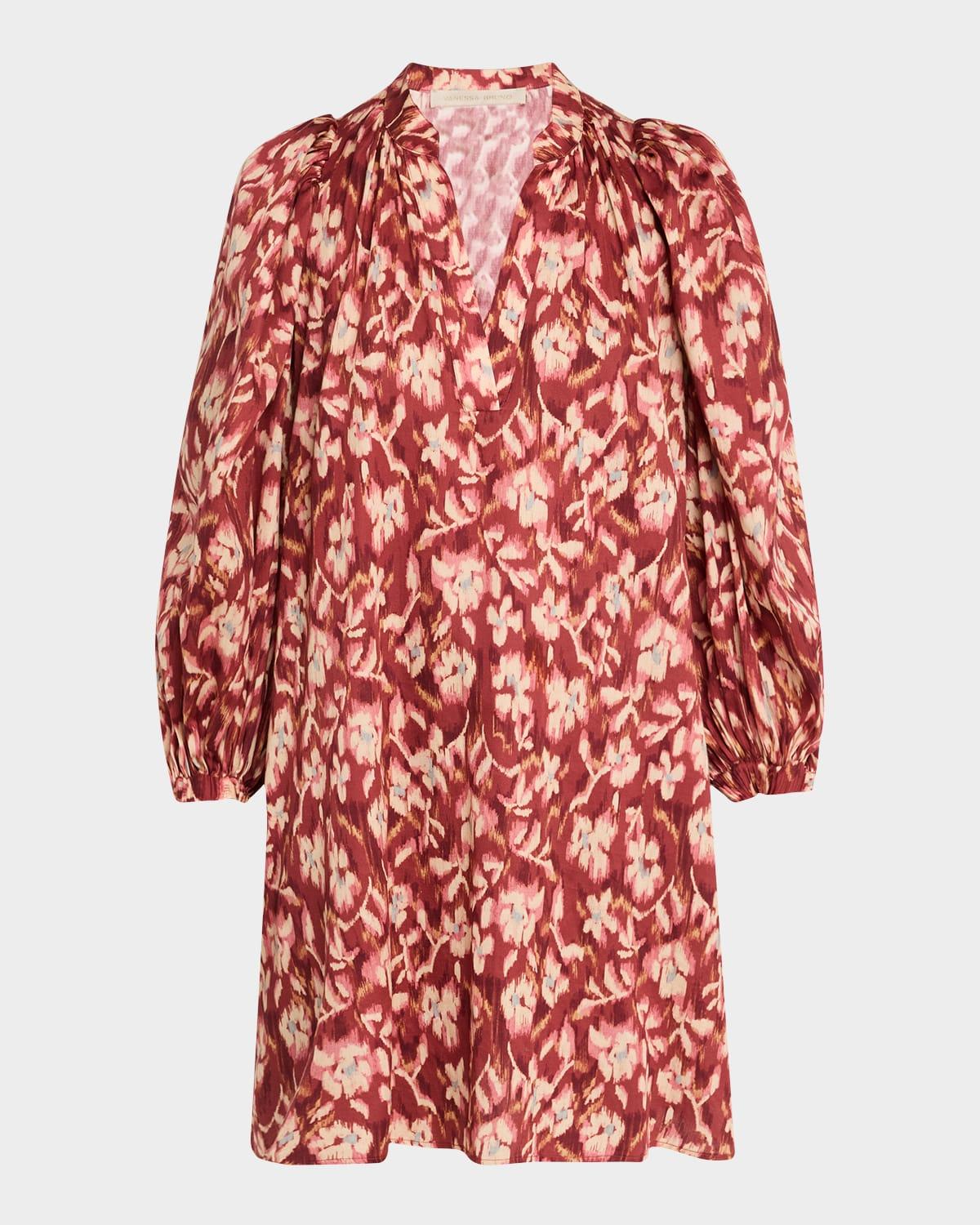 vanessa floral-print cotton mini shift dress