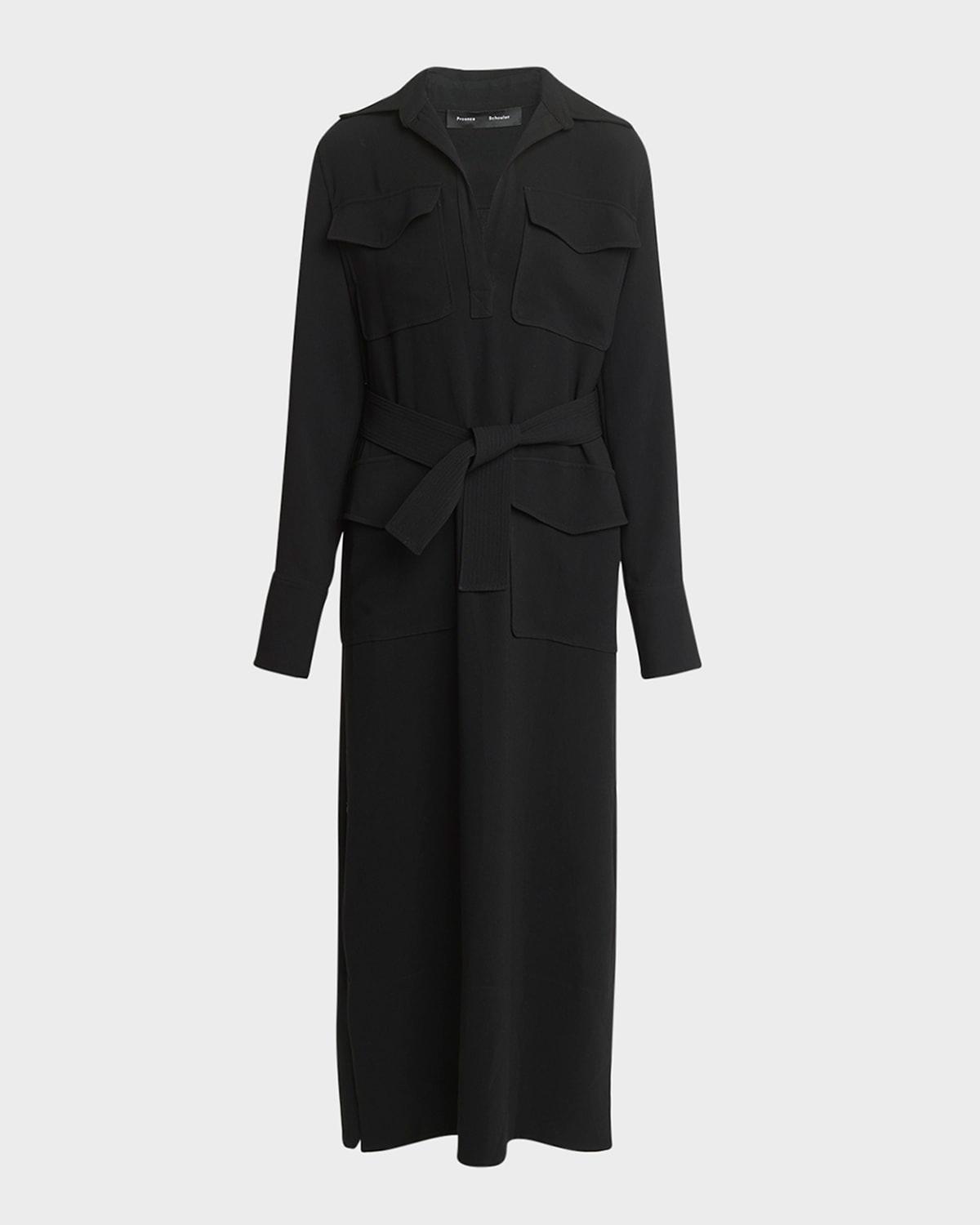 vanessa jonny collar self-tie crepe dress