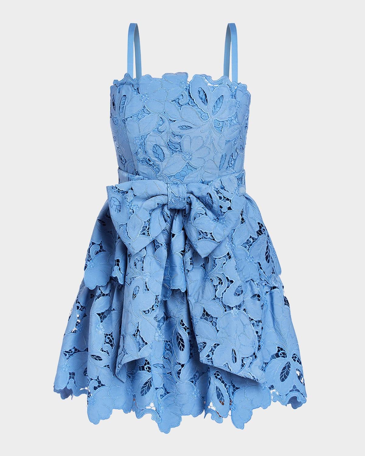 vanessa tiered floral lace mini dress