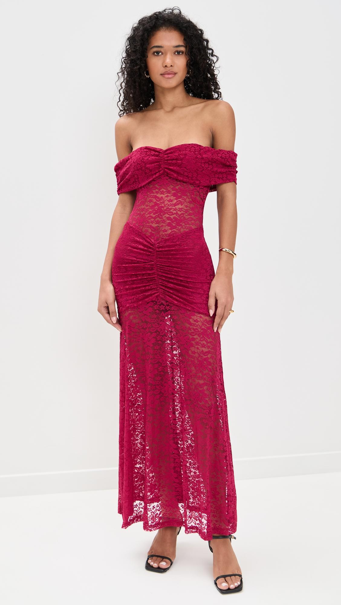 vaneya off shoulder lace maxi dress