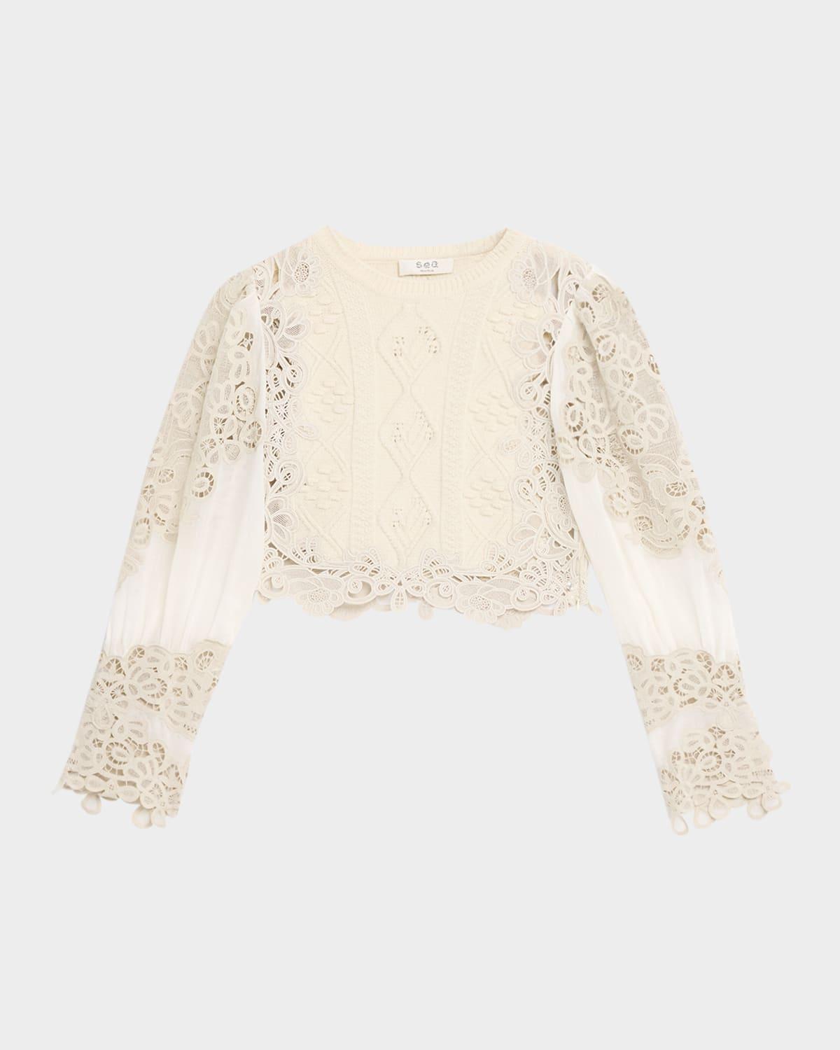 vania lace combo sweater