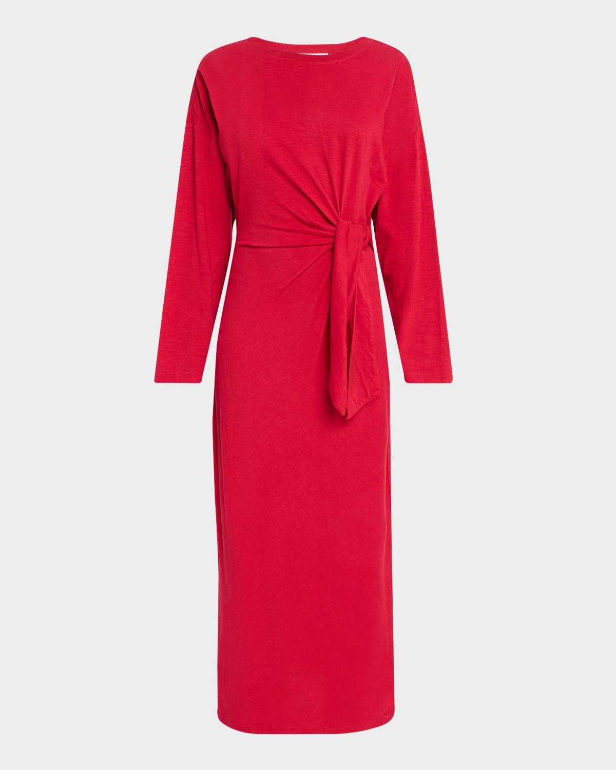vanina tie-waist organic cotton midi dress