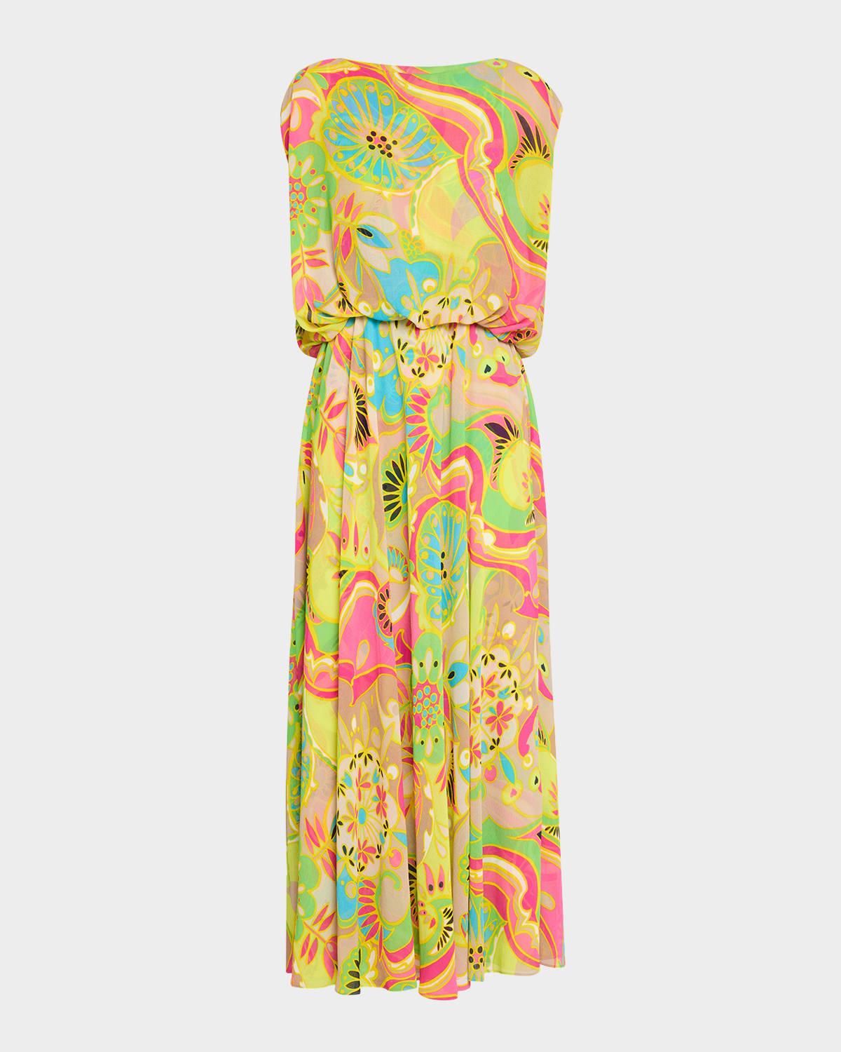 vantage floral-print georgette maxi dress