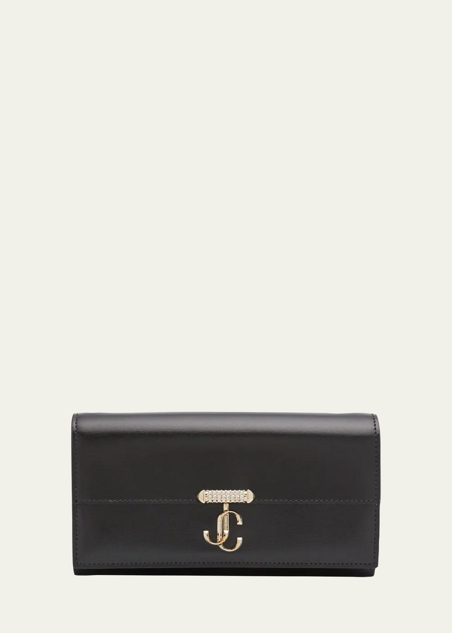 varenne leather wallet with embellished strap