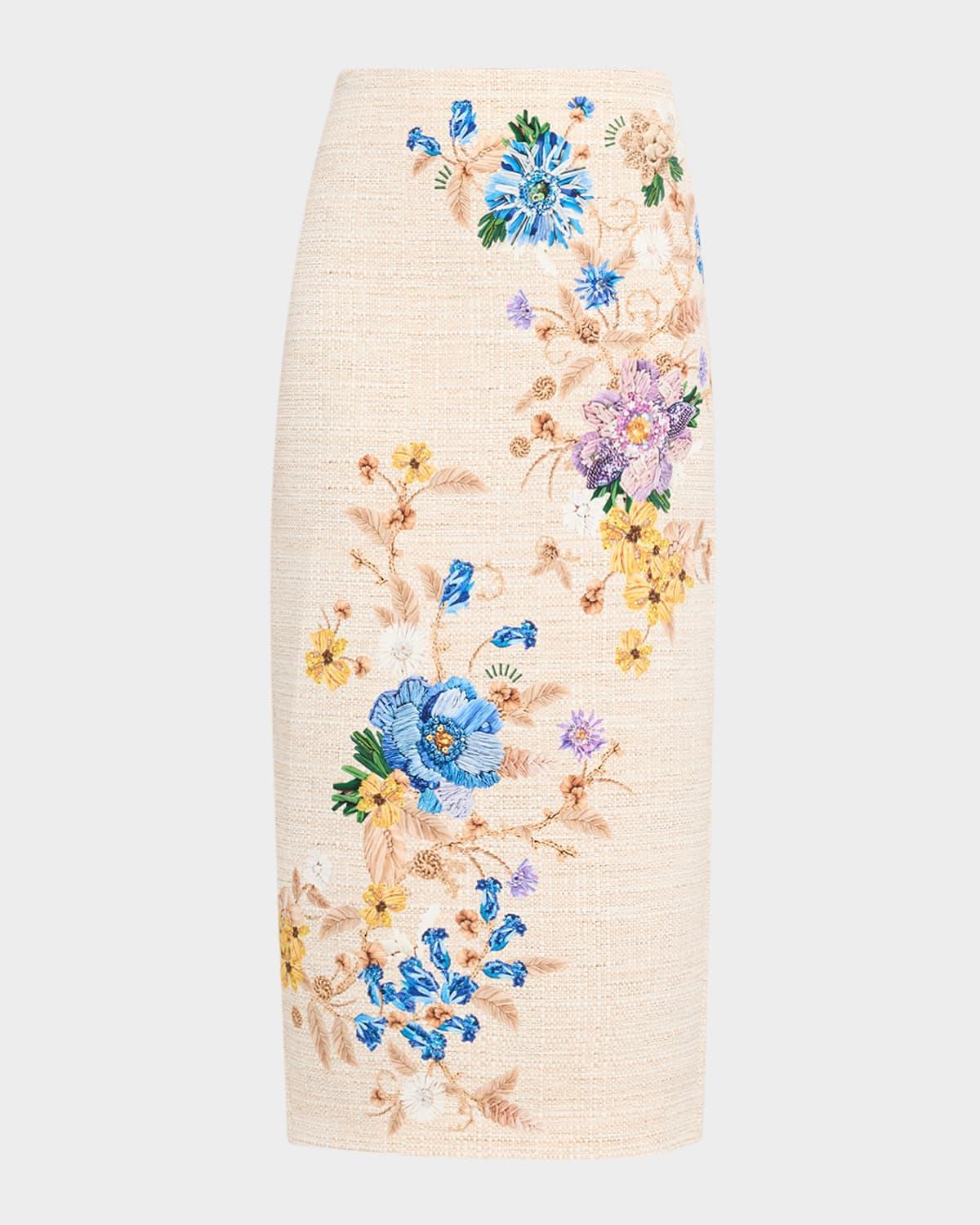 vargas trompe l’oeil raffia print midi skirt