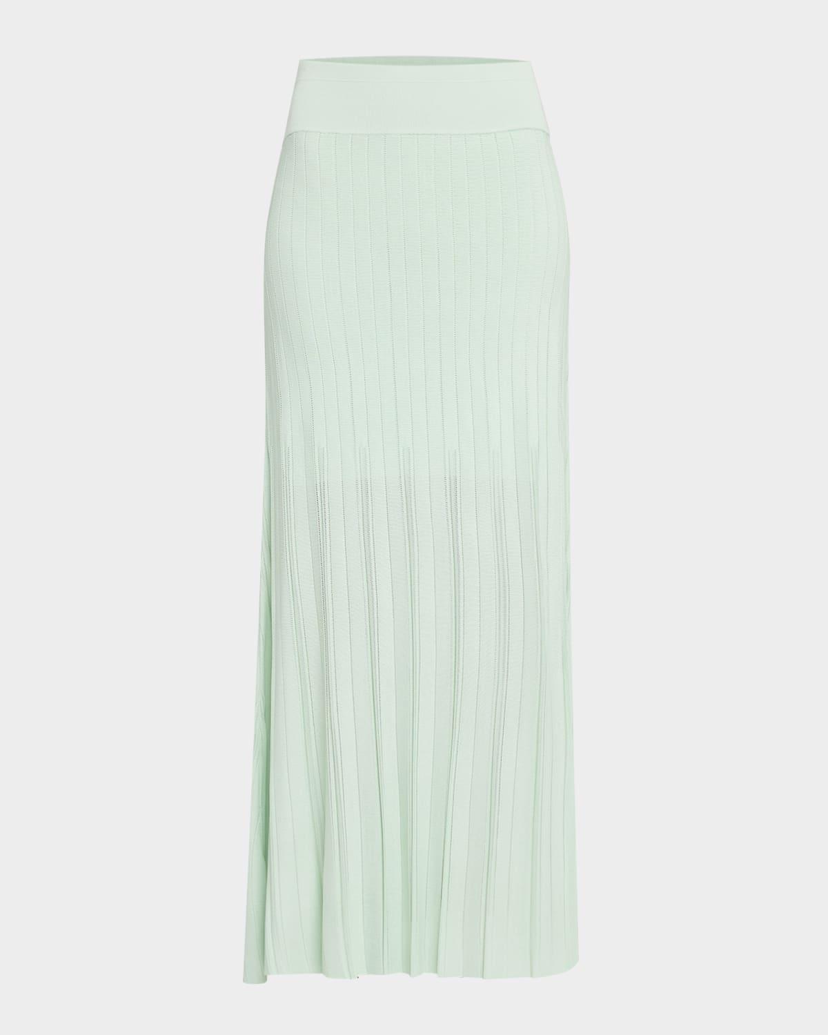 variegated pleated midi skirt