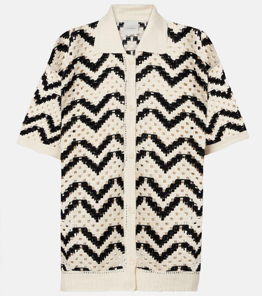 varley anais crochet cotton polo shirt