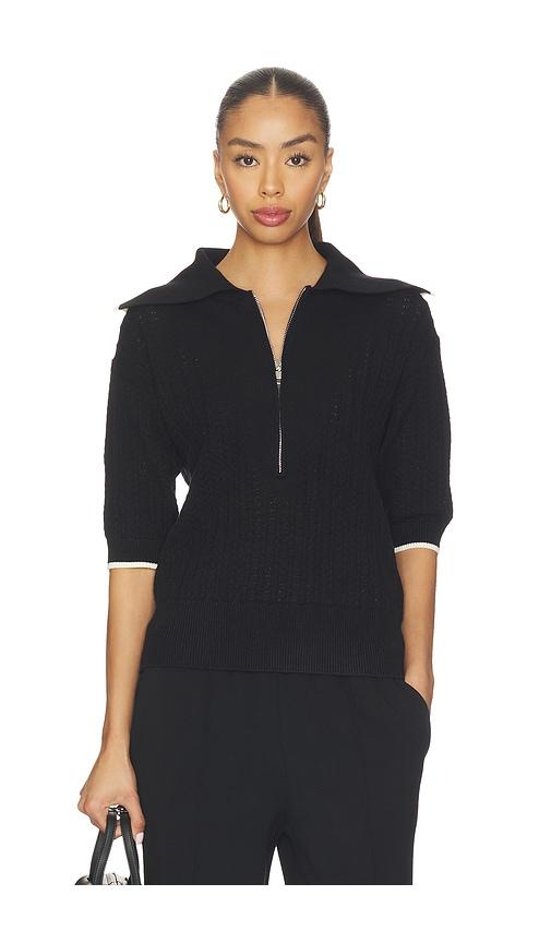 varley arney half zip knit polo top in black.