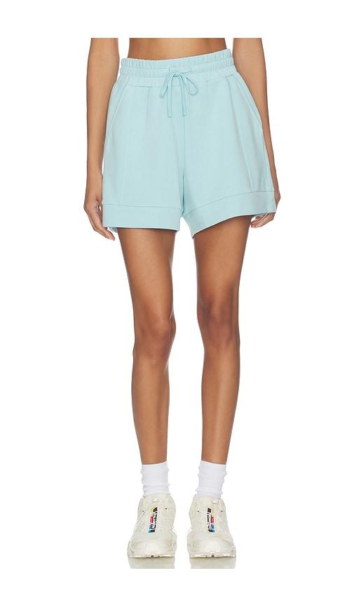 varley atrium high rise short in baby blue.