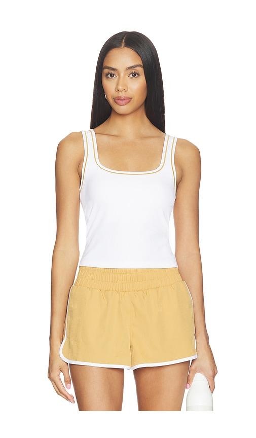 varley barney piped tank top in white.