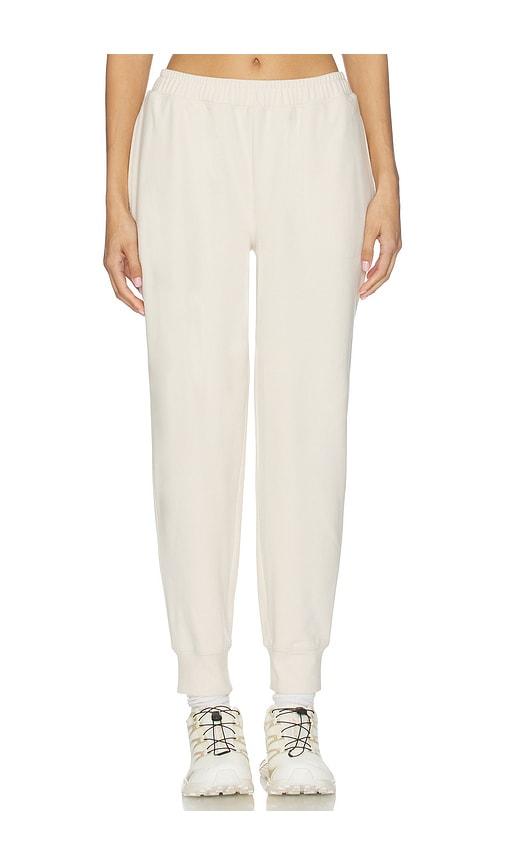 varley brushedrib slim cuff 25 pant in ivory.