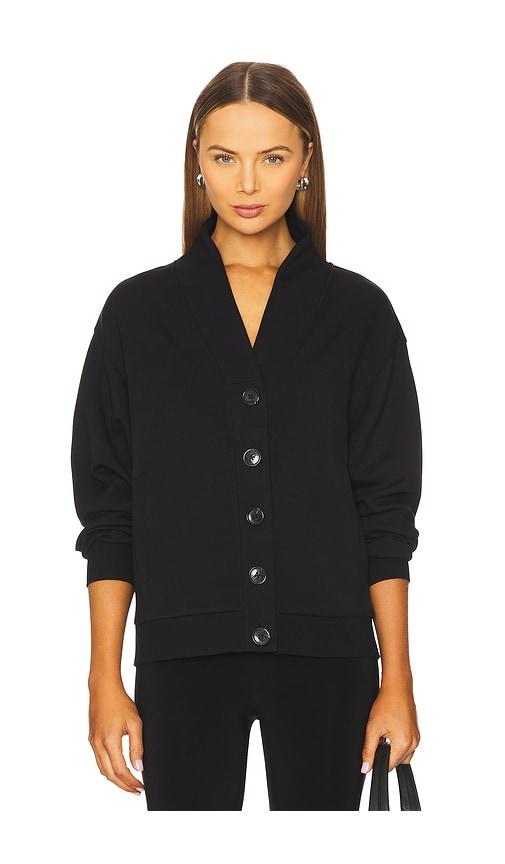 varley celeste button through cardigan in black.