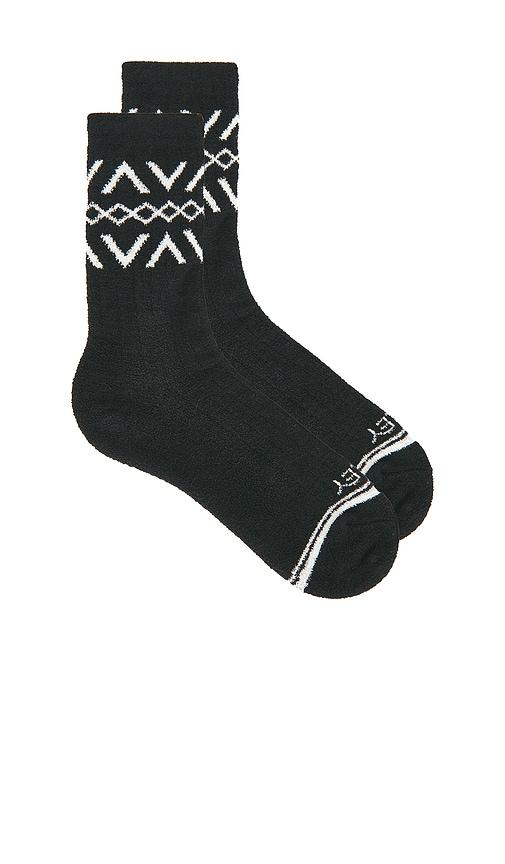 varley chadwick fairisle sock in black.