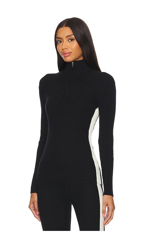 varley demi 2.0 half zip knit in black.