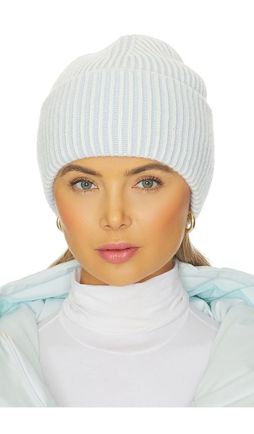 varley dionne plated beanie in baby blue.