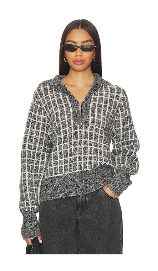 varley furley half zip knit in grey.
