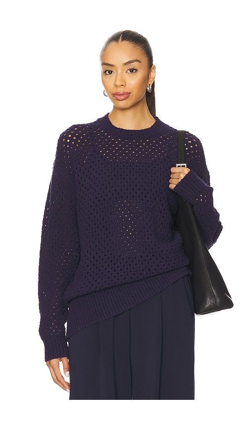 varley grady boucle knit sweater in navy.
