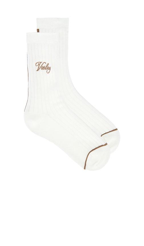 varley ivan light rib sock in ivory.