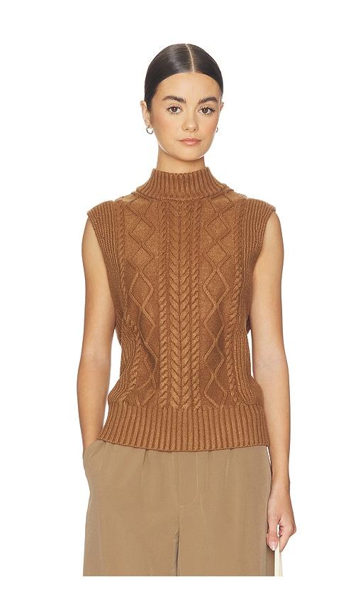 varley joilette roll neck vest top in brown.