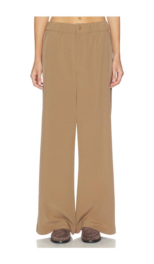 varley kayson wide leg pant in taupe.