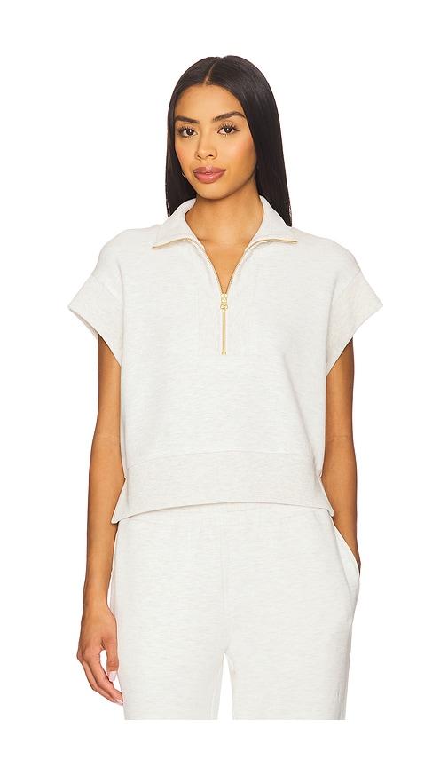 varley kelly half zip sweatshirt in ivory.