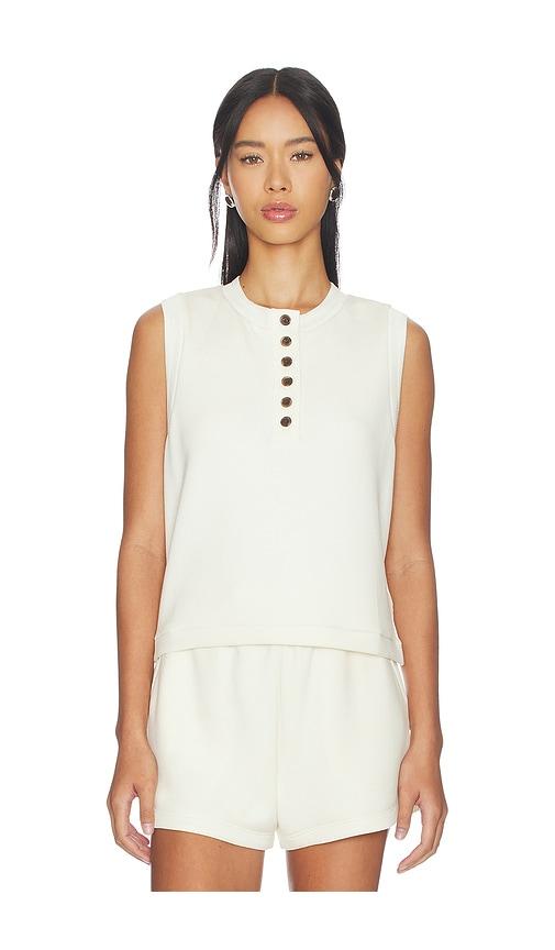 varley marla button placket tank top in ivory.