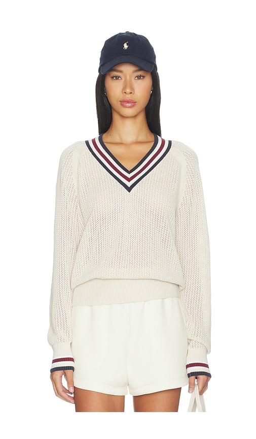 varley maurice v neck sweater in cream.