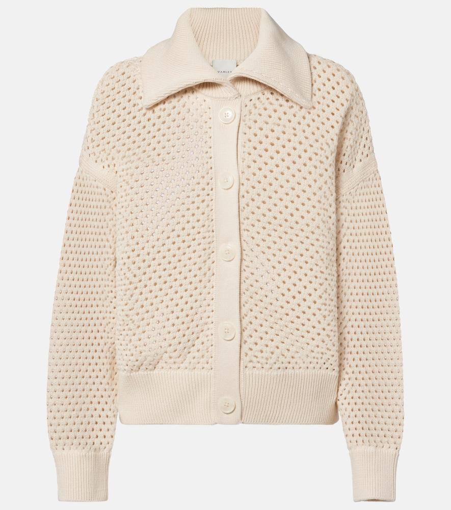 varley myrtle pointelle cotton cardigan