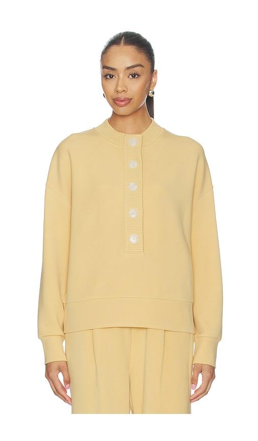 varley reena button front sweater in yellow.
