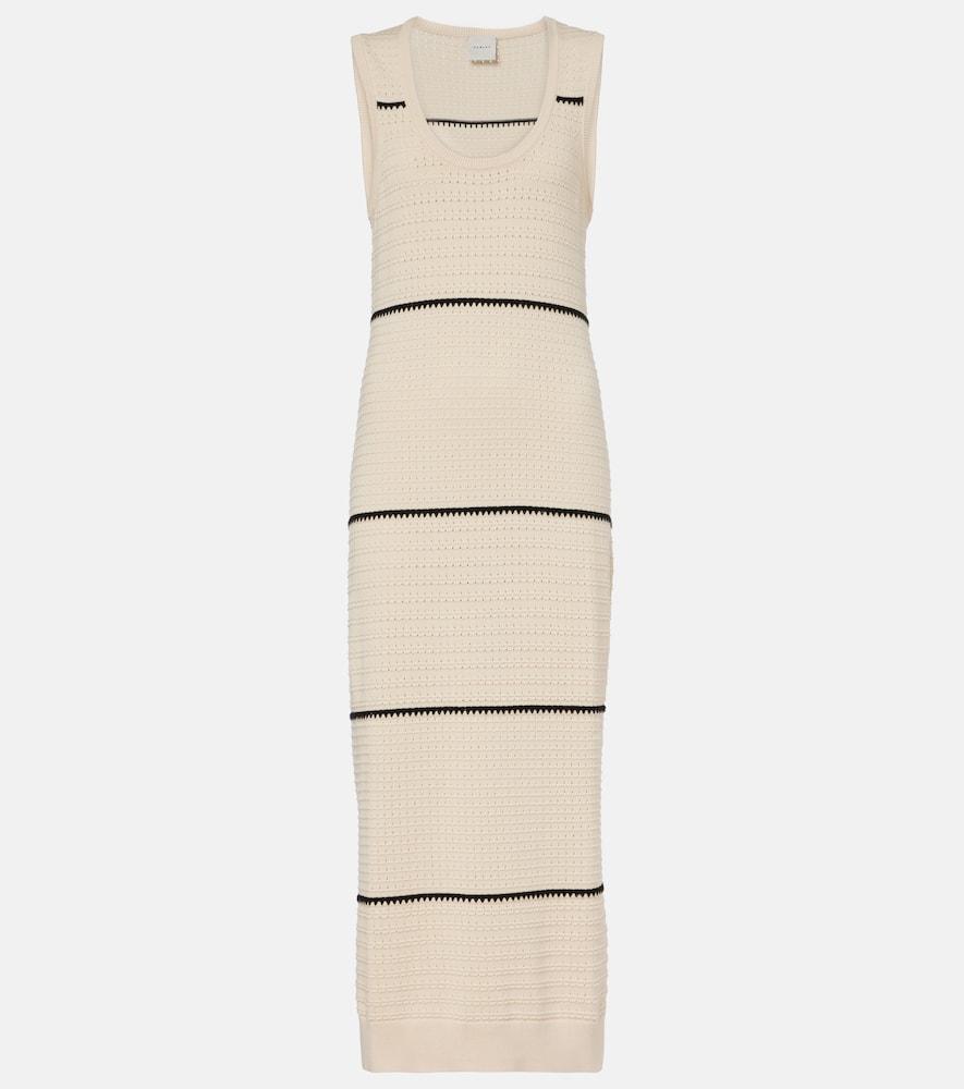 varley scott striped cotton midi dress