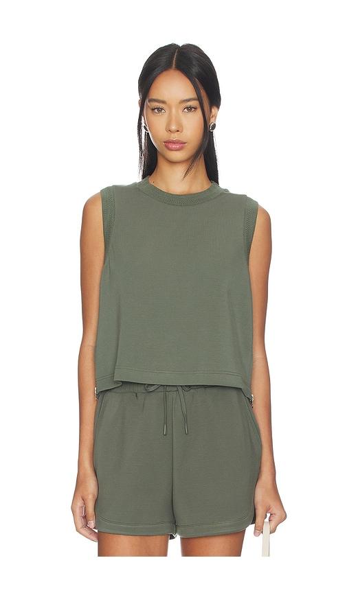 varley shea crop tank top in green.