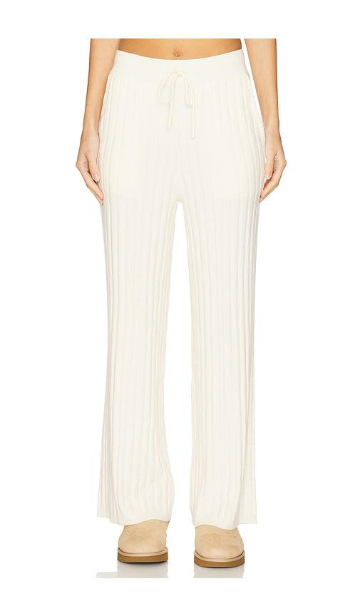 varley simeon wide rib knit trouser in ivory.