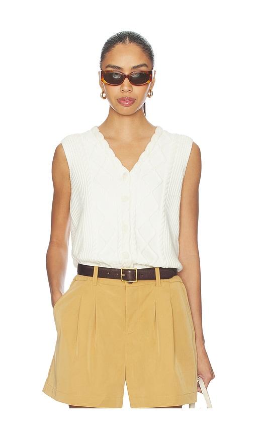 varley tatyana cable knit vest top in ivory.