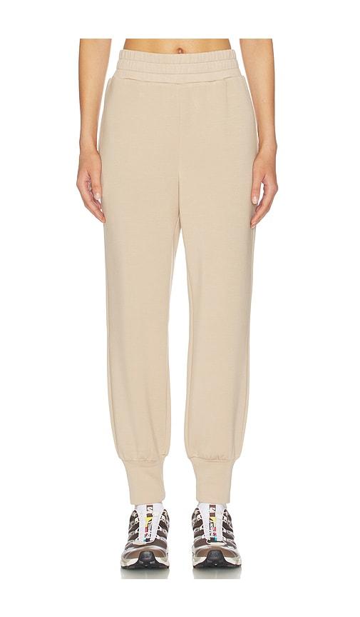 varley the slim cuff pant in tan.