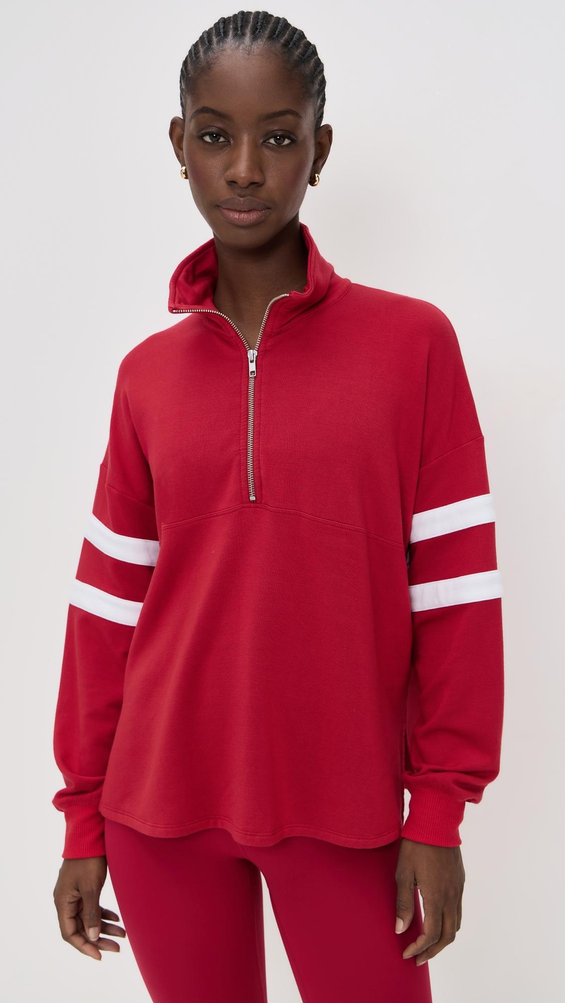 varsity half zip sweatshirt