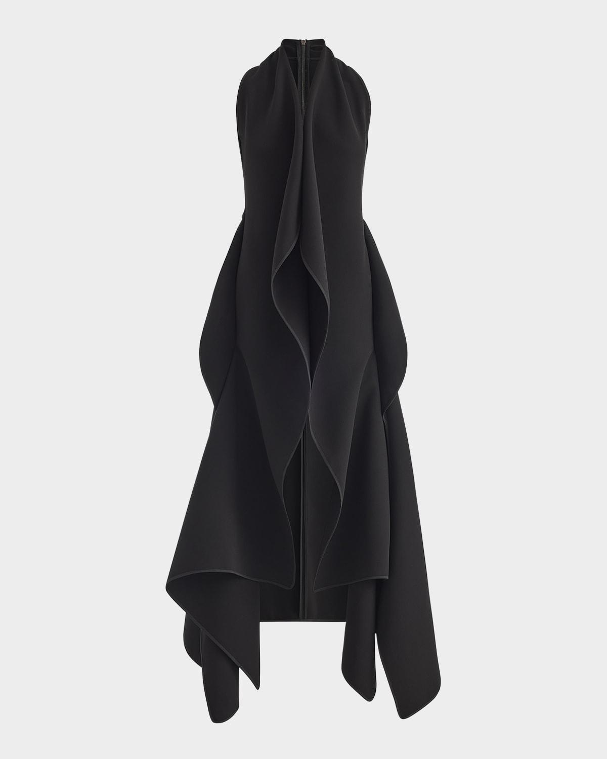 varsity sleeveless draped midi dress