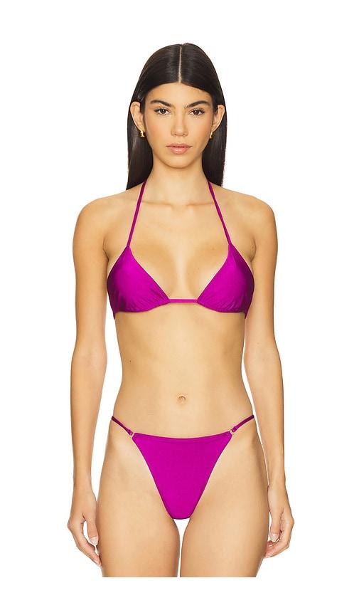 vdm blair reversible bikini top in purple.