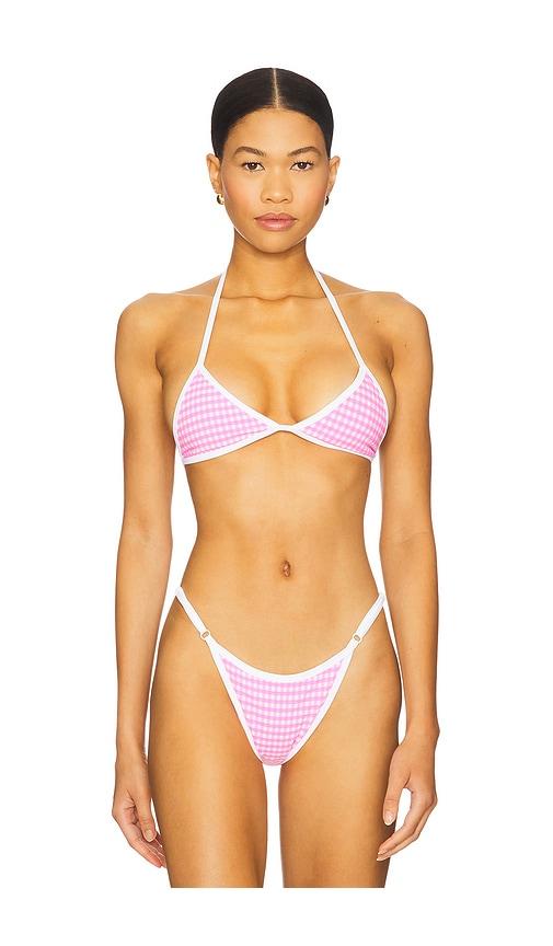 vdm luci reversible bikini top in pink.