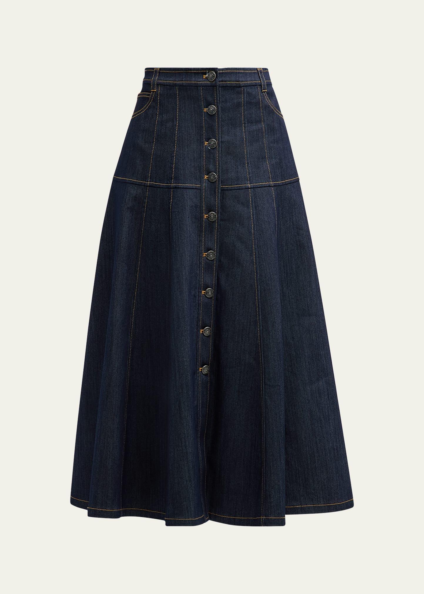 veena denim midi skirt