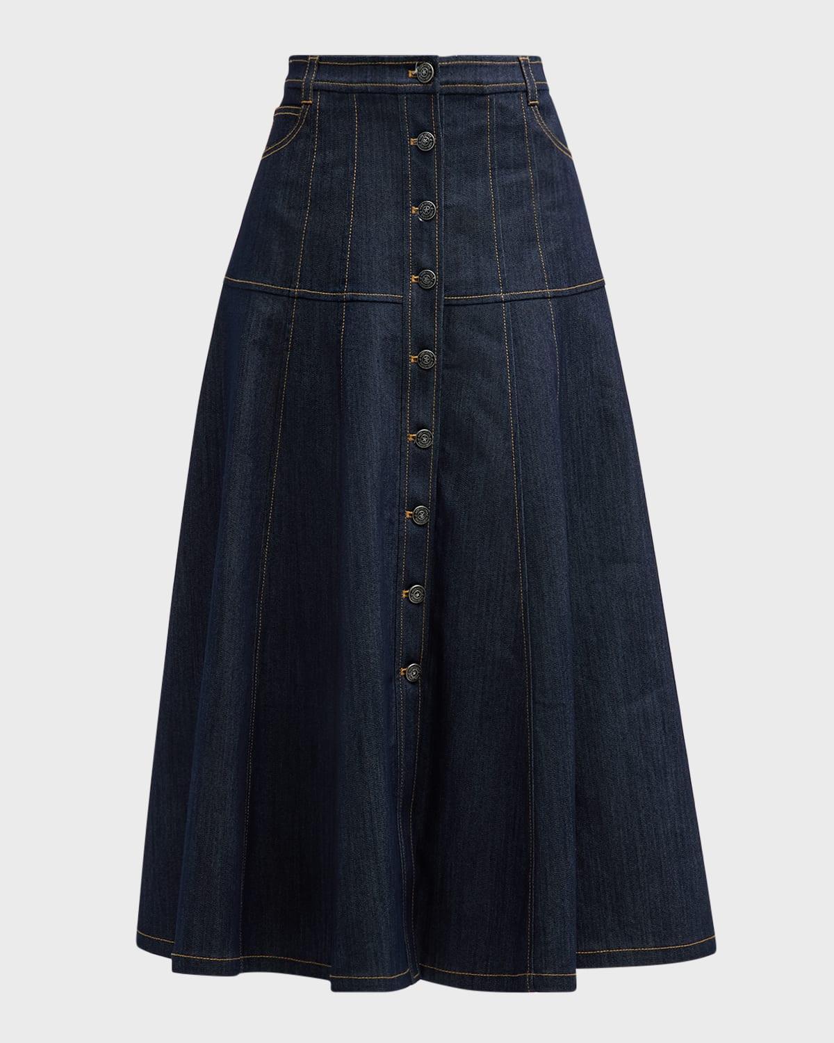 veena denim midi skirt