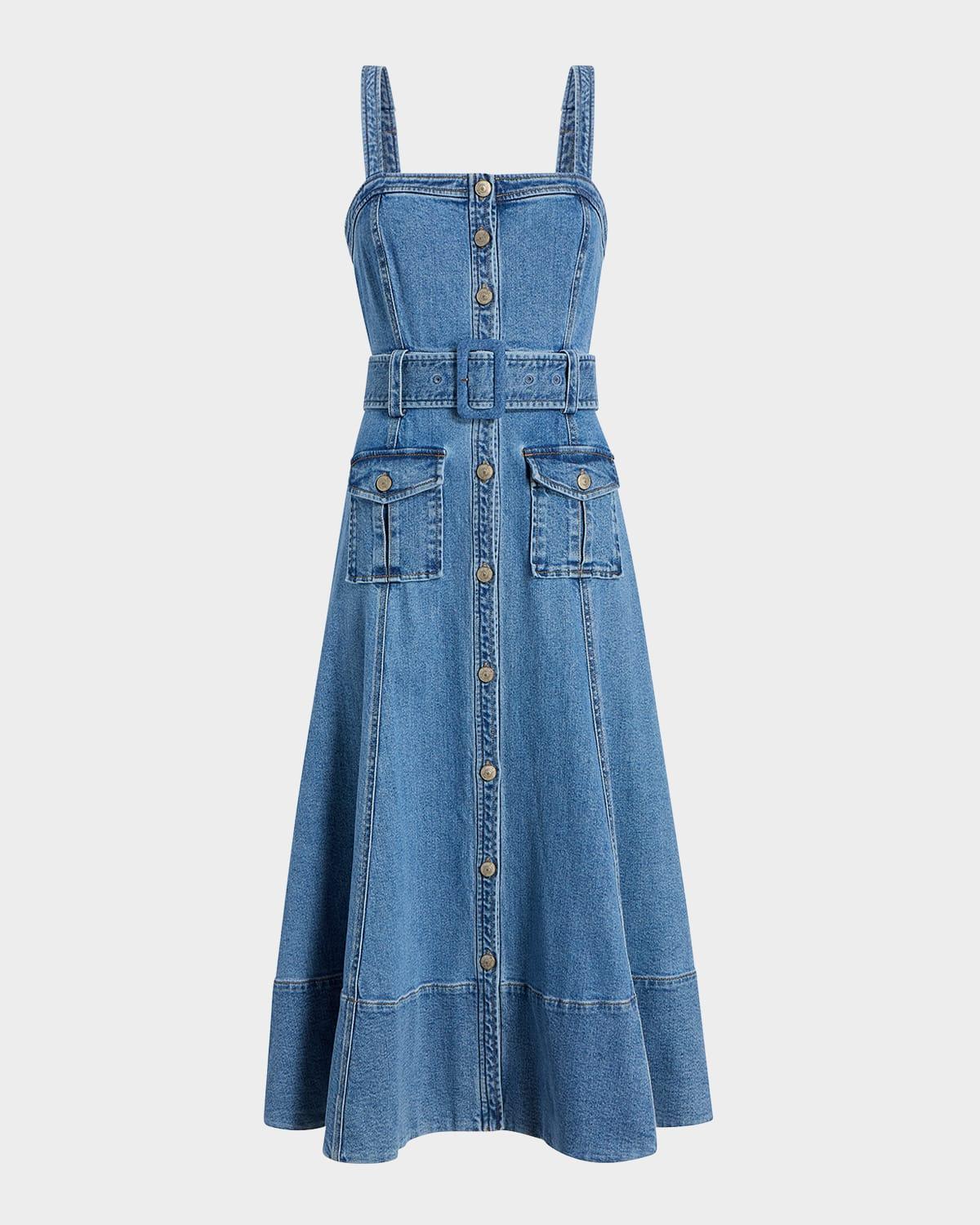 vega denim midi dress