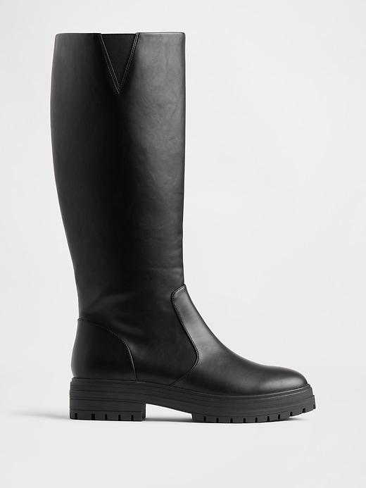 vegan leather lug sole tall boots