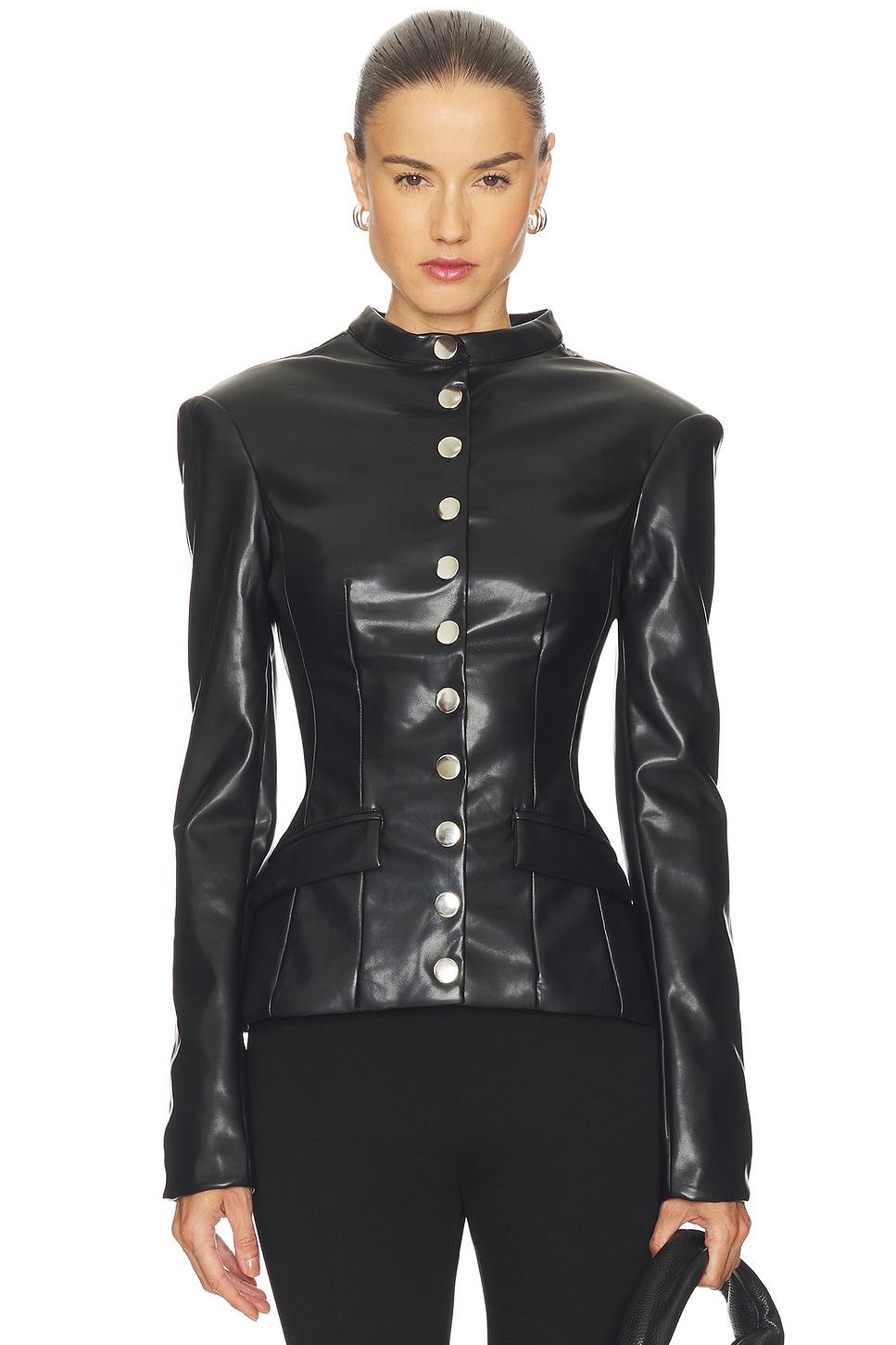 vegan leather military jacket