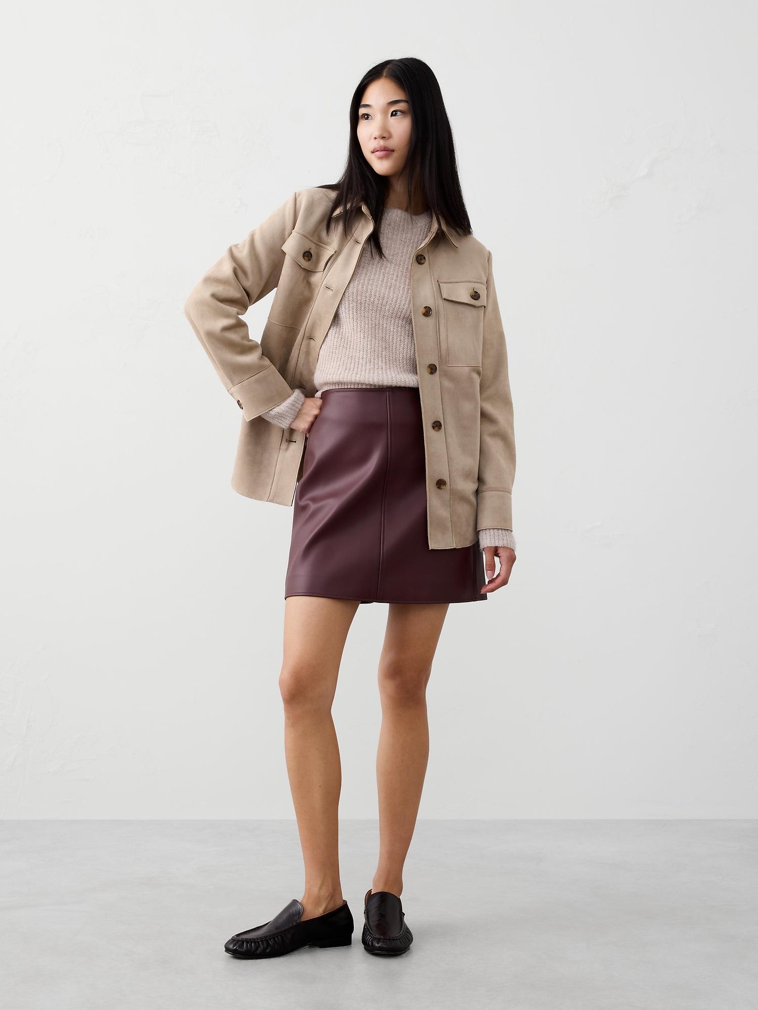 vegan leather mini skirt