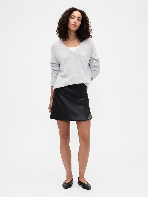 vegan-leather mini skirt