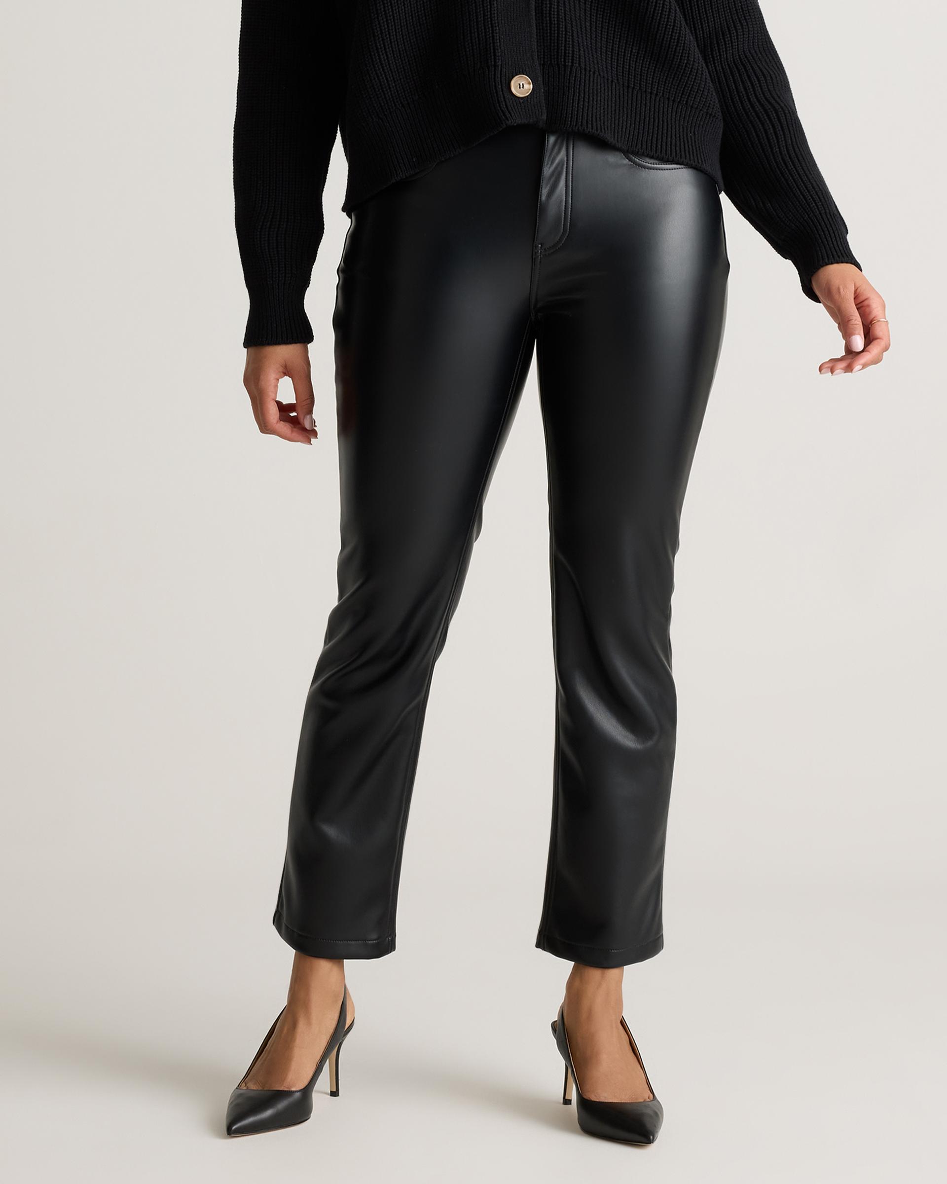 vegan leather straight leg pants