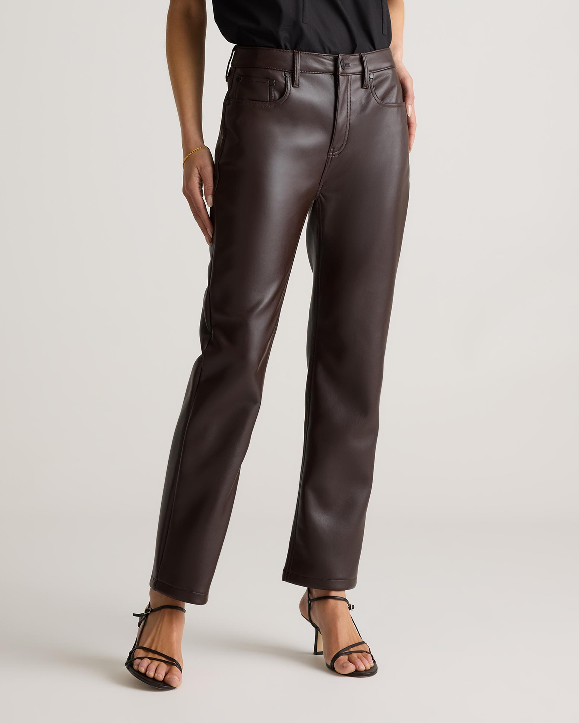 vegan leather straight leg pants