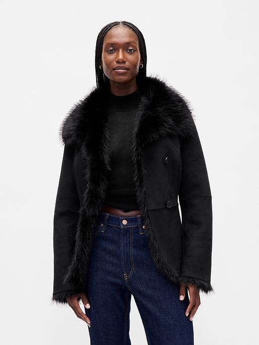 vegan suede & faux fur jacket