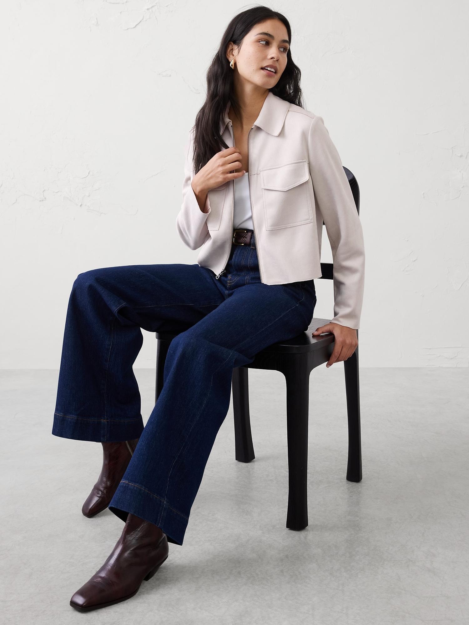 vegan suede cropped jacket