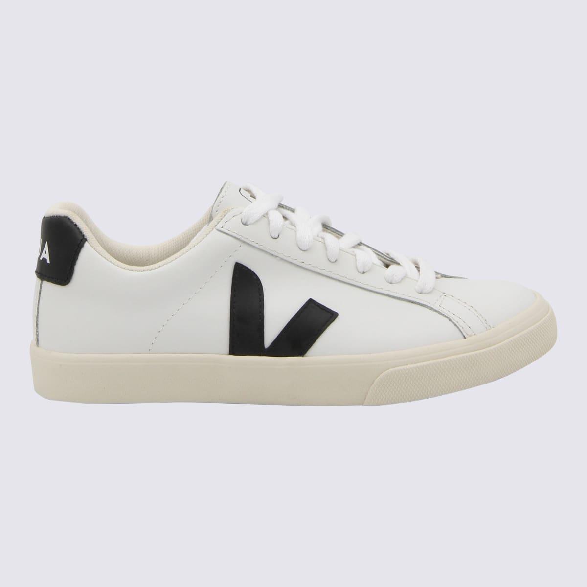 veja white and black leather sneakers